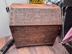 Antieke Engelse Secretaire met Houtsnijwerk, Antiek en Kunst, Antiek | Meubels | Kasten, Ophalen of Verzenden