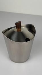 Vintage jaren 60 Lundtofte Deens design RVS jam suiker potje, Ophalen of Verzenden