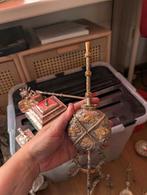 2x zilveren theeriet en 1 houder versierd met goud, Ophalen, Zilver