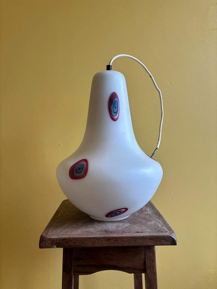 Hanglamp murano / opaline, Huis en Inrichting, Lampen | Hanglampen, Zo goed als nieuw, Minder dan 50 cm, Glas, Ophalen of Verzenden