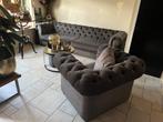 Chesterfield bank suede, Huis en Inrichting, Ophalen, Minder dan 75 cm, 300 cm of meer, Zo goed als nieuw