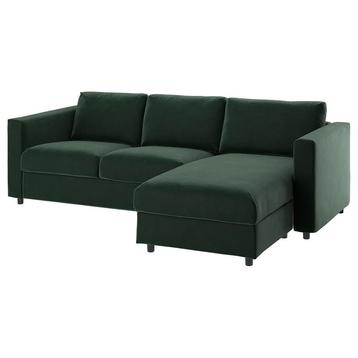 Groene Zitbank met Chaise Lounge beschikbaar voor biedingen