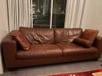 Leren bank 220cm breed met kussens, Ophalen, Gebruikt, Driepersoons, Rechte bank