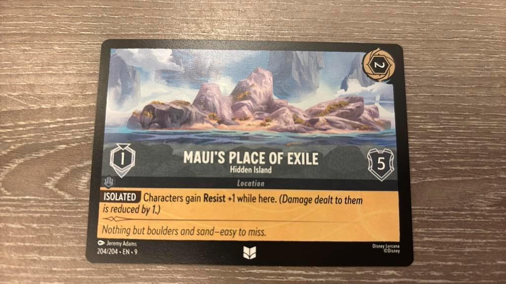 Disney Lorcana Maui’s Place of Exile 204-204 9FAB nonfoil, Ophalen of Verzenden, Zo goed als nieuw, Losse kaart