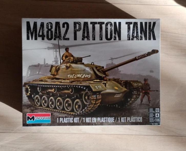 1:35 M48A2 Patton Tank tank modelkit incl. figuren Monogram, Hobby en Vrije tijd, Modelbouw | Auto's en Voertuigen, Nieuw, Tank