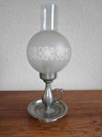 Tinnen Olielamp met Glazen Kap, Antiek en Kunst, Antiek | Lampen, Ophalen