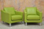 ZGANieuw! 2 groene leren Leolux Antonia design fauteuils!, Leolux, Leolux, Design, 75 tot 100 cm