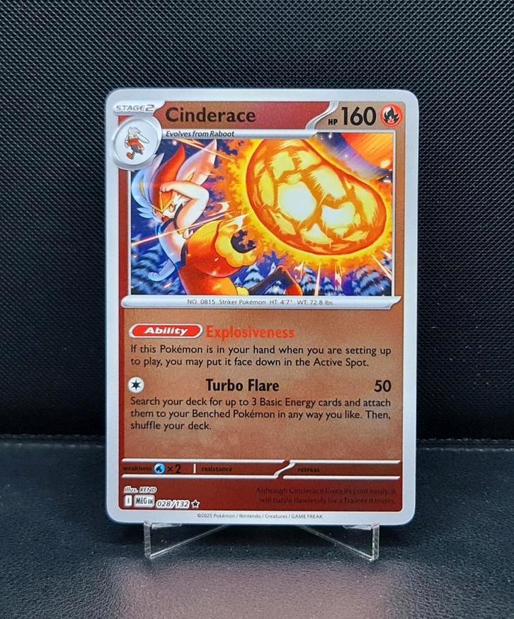 Cinderace Reverse Holo 028/132 Mega Evolution NM, Hobby en Vrije tijd, Verzamelkaartspellen | Pokémon, Zo goed als nieuw, Ophalen of Verzenden