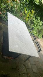 Marmeren design tuintafel 3 incl stoelen, Ophalen, Gebruikt, Rechthoekig