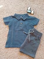 2- delig setje blauwe polo en korte grijze broek maat 80., Ophalen of Verzenden, Zo goed als nieuw, Setje, Merkloos
