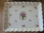 Rechthoekig schaaltje / Dienblaadje Victoria met roze roosje, Antiek en Kunst, Ophalen of Verzenden