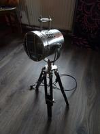 Industriële vloerlamp op houten statief (retro!), Retro industrieel, Verzenden, Zo goed als nieuw, Minder dan 100 cm