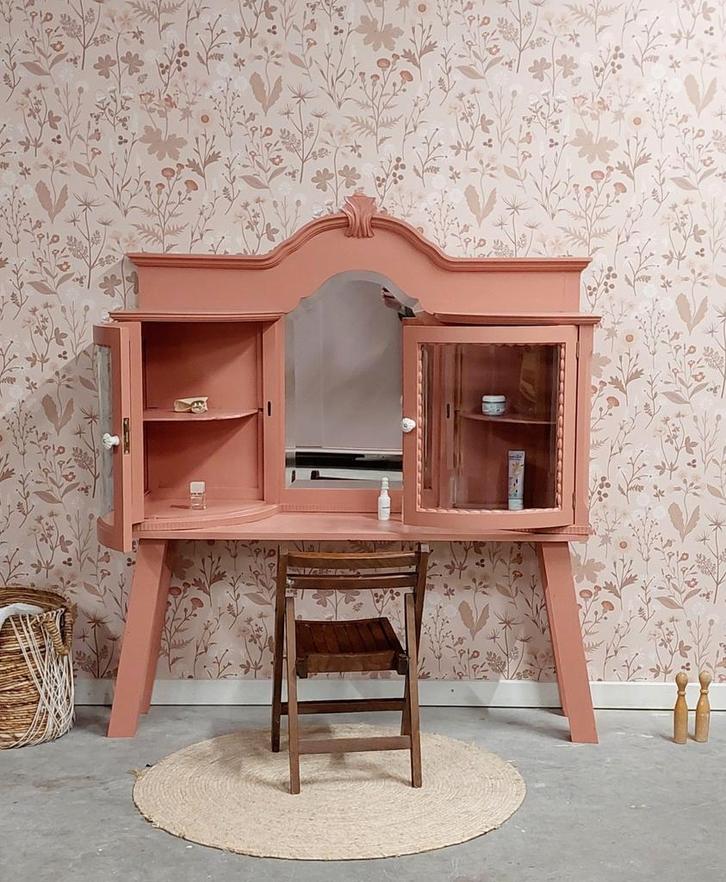 Vintage sierlijke kaptafel meidenkamer - kleur naar wens, Kinderen en Baby's, Kinderkamer | Overige Meubels, Zo goed als nieuw