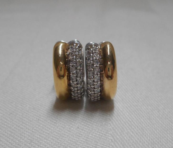 TI SENTO zilveren bicolor Oorbellen 7643ZY nr.1106, Sieraden, Tassen en Uiterlijk, Oorbellen, Zo goed als nieuw, Hangers, Zilver