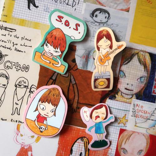 Yoshitomo Nara Japanse kunstenaar meisjes sticker set van 4, Verzamelen, Overige Verzamelen, Nieuw, Verzenden