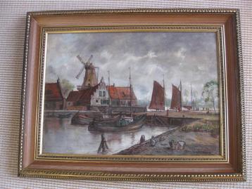 Hans Reifferscheid, "Afgemeerde boten aan een kade".  beschikbaar voor biedingen