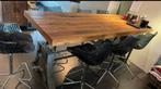 Houten tafel/ statafel met stoelel industrieel, Ophalen, Zo goed als nieuw