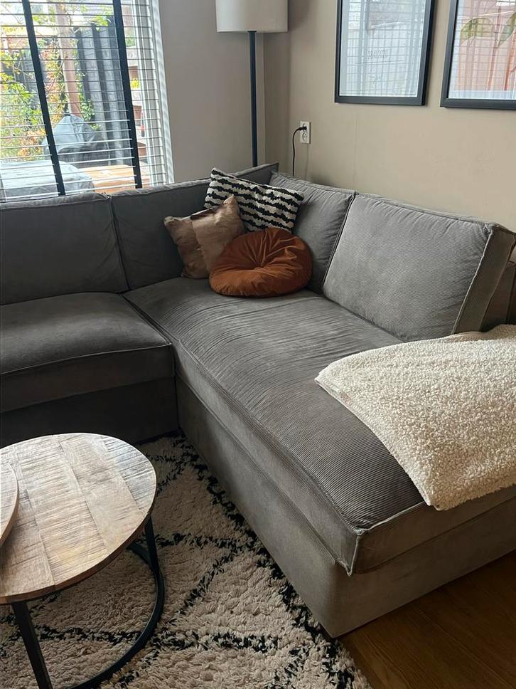 Woood Thomas Hoekbank Ribstof, Huis en Inrichting, Banken | Bankstellen, Gebruikt, Hoekbank, Vierpersoons of meer, 250 tot 300 cm