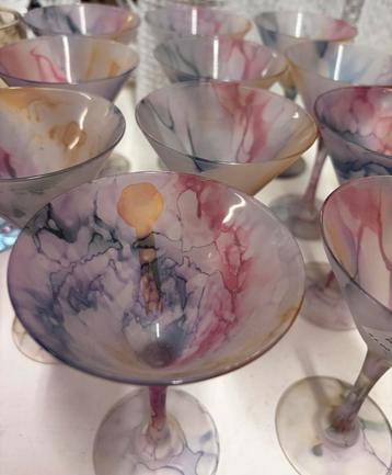 12 Christalrov Italy gemarmerde cocktailglazen pastel beschikbaar voor biedingen