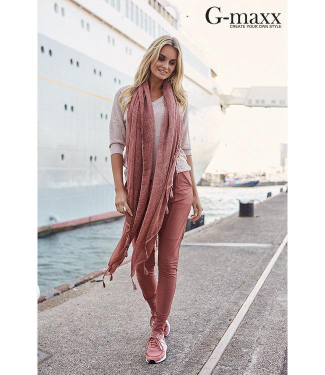 G-maxx travelstof set broek/top maat L zgan. oudroze, Kleding | Dames, Broeken en Pantalons, Zo goed als nieuw, Maat 38/40 (M)