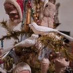 Twee oude glazen vogeltjes op clip, Diversen, Kerst, Ophalen of Verzenden, Gebruikt