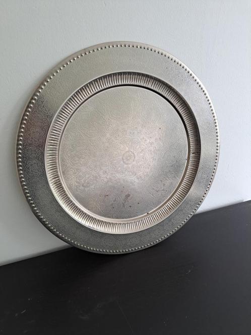 Oosters sierdienblad decoratiebord 41 cm, Huis en Inrichting, Woonaccessoires | Dienbladen, Gebruikt, Metaal, Rond, Ophalen