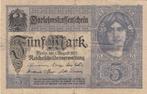 Duitse Rijk bankbiljet 5 Mark 1.8.1917 Girl at upper right, Postzegels en Munten, Bankbiljetten | Europa | Niet-Eurobiljetten