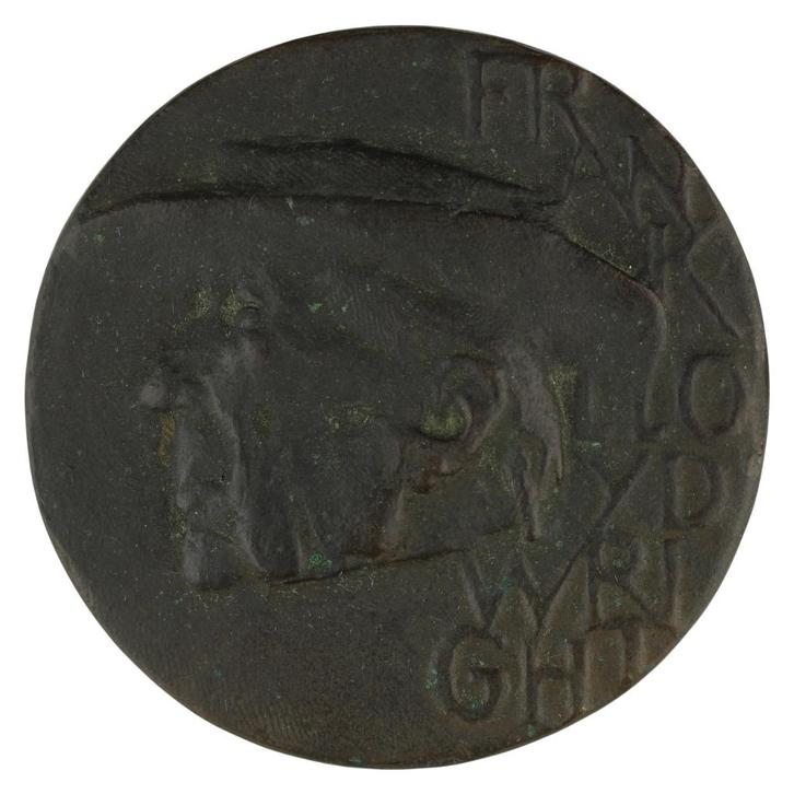 PENNING VPK 1963 Eric Claus : Frank Lloyd Wright º, Postzegels en Munten, Penningen en Medailles, Brons, Nederland, Verzenden