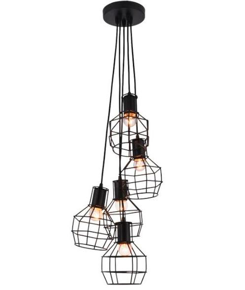 GAMMA hanglamp Miran (zwart) met 5 lichtpunten 💡, Huis en Inrichting, Lampen | Hanglampen, Nieuw, 75 cm of meer, Metaal, Ophalen