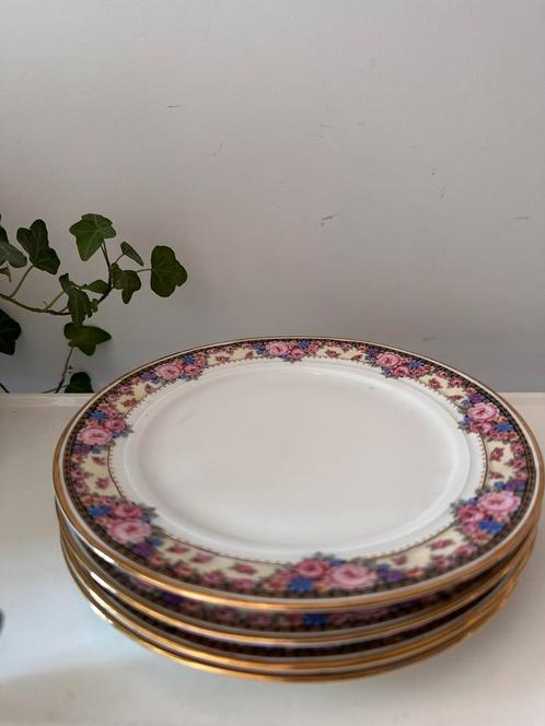 Set van 4 porseleinen gebaksbordjes, Antiek en Kunst, Antiek | Servies los, Ophalen of Verzenden