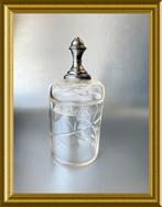 Klein geslepen glazen potje met zilveren knop, Antiek en Kunst, Antiek | Goud en Zilver, Ophalen of Verzenden, Zilver