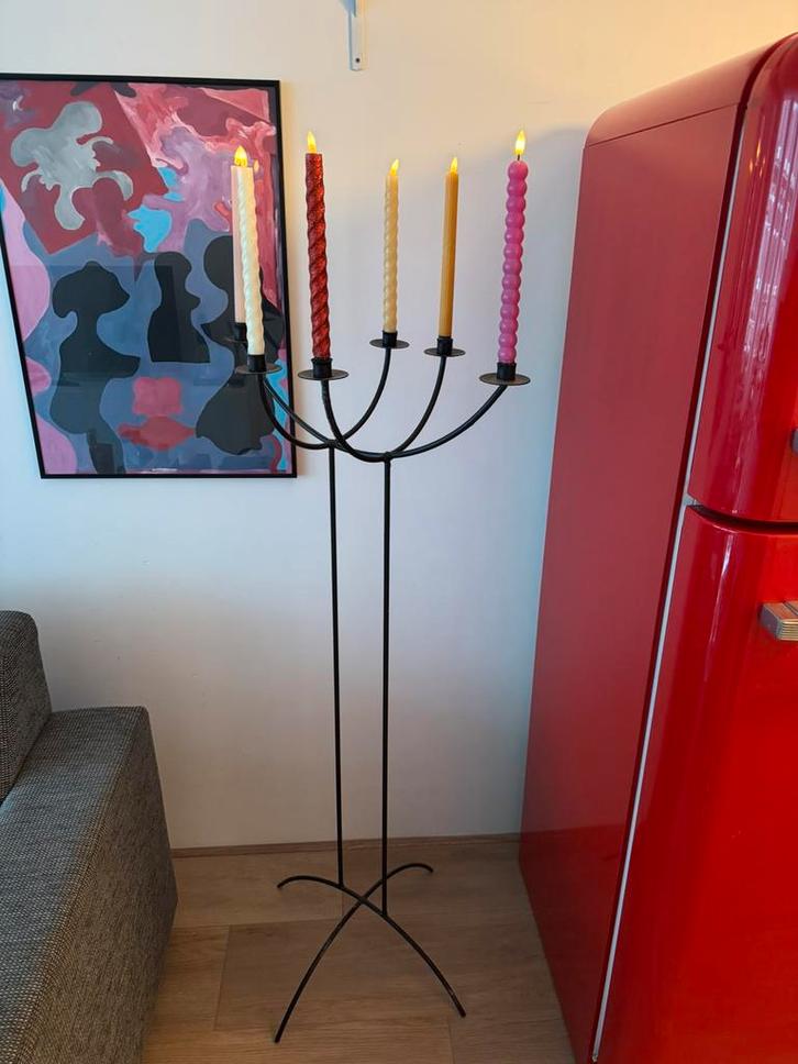 Hoge vintage kandelaar | 6 kaarsen, Huis en Inrichting, Woonaccessoires | Kandelaars en Kaarsen, Gebruikt, Kandelaar, 75 cm of meer