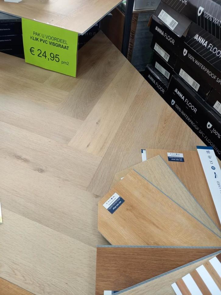 NAUTICA Visgraat Klik PVC Vloer met Ondervloer - Actie!, Doe-het-zelf en Verbouw, Vloerdelen en Plavuizen, Nieuw, Laminaat, Kunststof