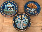 3x keramiek wandbord bord Potters Pottenbakkerij samen €25,-, Ophalen