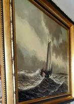H.C.HOKKEN(1927-1988) ZEEGEZICHT V KUST  GEORFD 100X80CM OUD, Ophalen