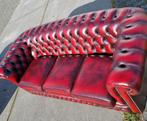 Chesterfield Springvale bank ossenbloed rood leer + BEZORGD, Chesterfield, Ophalen of Verzenden, Zo goed als nieuw, Rechte bank