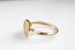 Moderne 14 Karaat Gouden Entourage Ring, Ophalen of Verzenden, Zo goed als nieuw, 17 tot 18, Dame