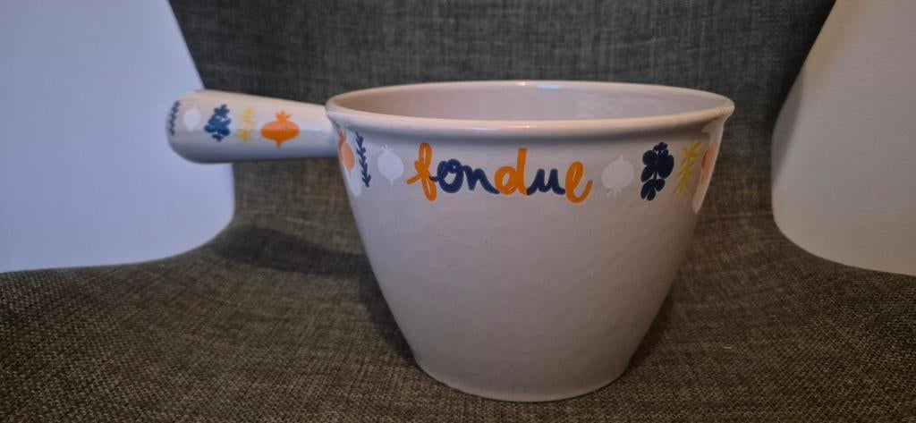 Le Creuset fonduepan, Huis en Inrichting, Keuken | Potten en Pannen, Ophalen of Verzenden, Zo goed als nieuw, Gietijzer, Koekenpan of Braadpan