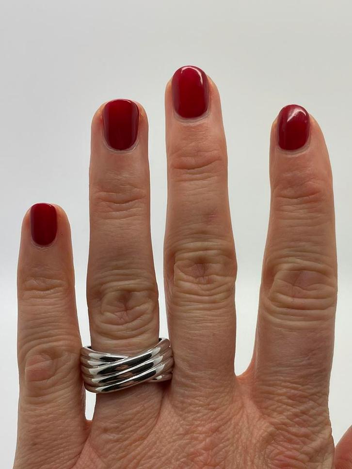Z852 Prachtige zilveren modernist ring maat 19, Sieraden, Tassen en Uiterlijk, Ringen, Dame, 19 tot 20, Zilver, Zilver, Ophalen of Verzenden