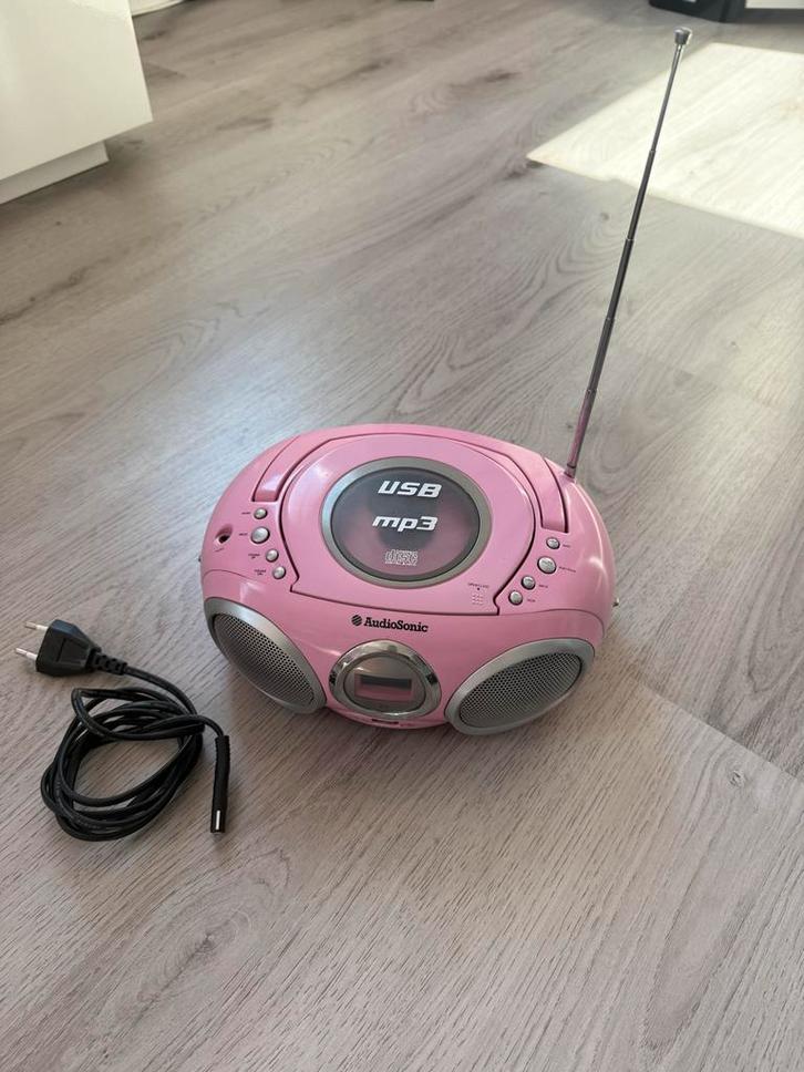 Roze AudioSonic Radio met CD-speler, Audio, Tv en Foto, Radio's, Gebruikt, Radio, Met cd-speler, Ophalen of Verzenden
