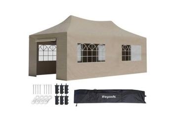 Te koop: LifeGoods Partytent 3x6m - Beige, Opvouwbaar beschikbaar voor biedingen