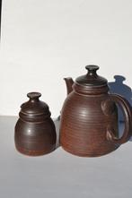 Handgemaakt pottenbakker keramiek bruin theepot suikerpot, Huis en Inrichting, Keuken | Servies, Overige typen, Overige stijlen