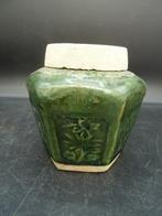 Antieke groene Chinese gemberpot met deksel, Antiek en Kunst, Antiek | Keramiek en Aardewerk, Ophalen of Verzenden