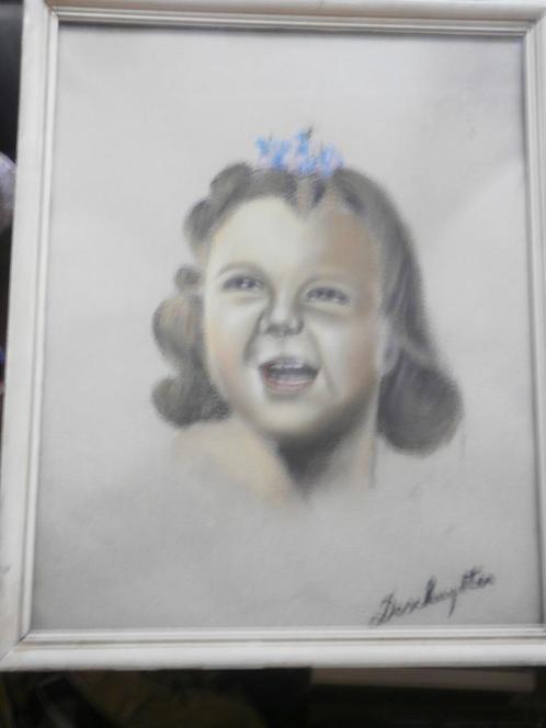 Pastel tekening van een Meisje signering de Schuyster, Antiek en Kunst, Kunst | Tekeningen en Foto's, Ophalen