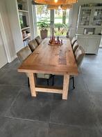 Massief Oud Eiken Houten Tafel, Ophalen, Gebruikt, Eikenhout, 200 cm of meer