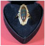 Antieke 14 kt gouden ring heliotroop/jaspis/bloedsteen, Verzenden, Kleiner dan 17, Met edelsteen, Dame