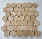 Mozaiék Travertin  Hexagon 48x48mm op matje 300x300x10mm, Nieuw, Ophalen of Verzenden, Minder dan 20 cm, Minder dan 5 m²