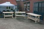 Stevige houten Werkbanken – werktafels - inpaktafel – tafels, Ophalen of Verzenden, Nieuw, Bankschroef