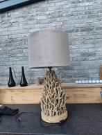 Houten Schemerlamp met Stoffen Kap, Huis en Inrichting, Lampen | Tafellampen, Ophalen, Hout, Minder dan 50 cm, Landelijk