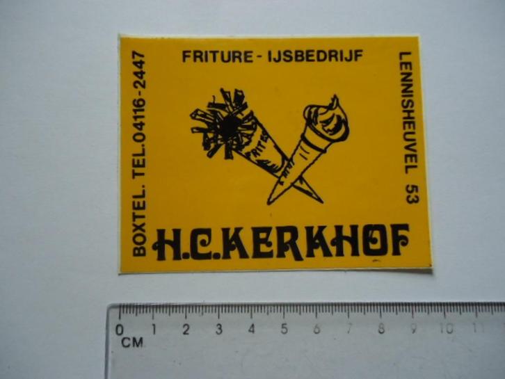 sticker oud Boxtel HC Kerkhof ijs patat snackbar friture, Verzamelen, Stickers, Zo goed als nieuw, Bedrijf of Vereniging, Verzenden